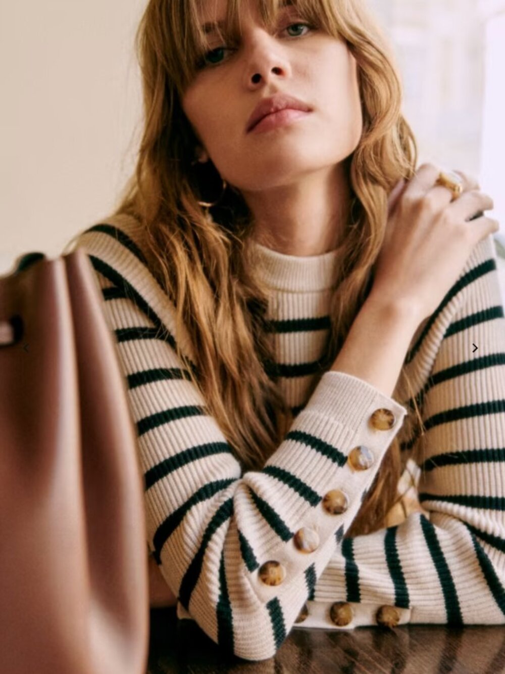 Sezane Sami Jumper Natural/Navy Stripe XS